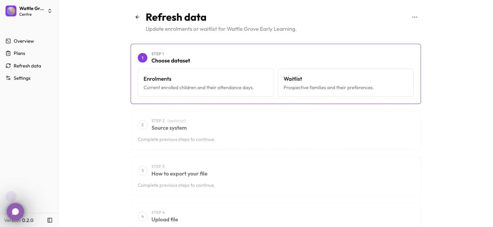Click Refresh data and choose Enrolments. Do the waitlist straight after.